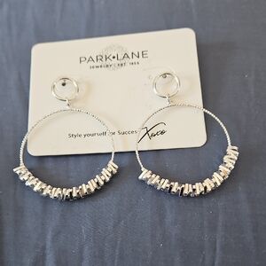 Park Lane Silver and Black Hoop Earrings